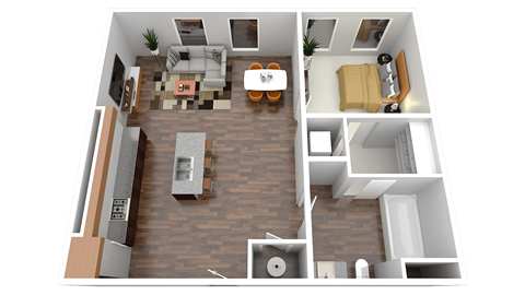 a floor plan of a one bedroom apartment at Four23/Hoge, Ohio